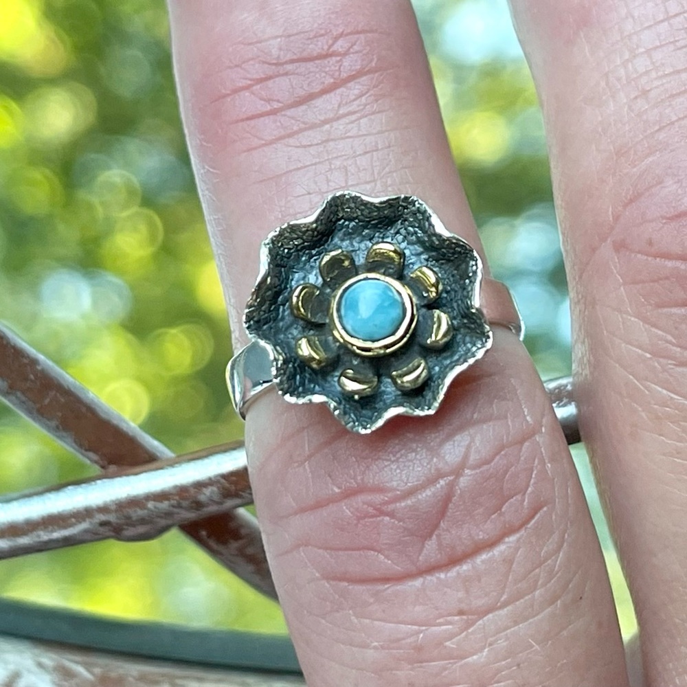 Smithsonite Two-Tone Solid 925 Sterling Silver Ri… - image 3